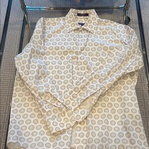 Men's Patterned Shirt - Cream and Gold